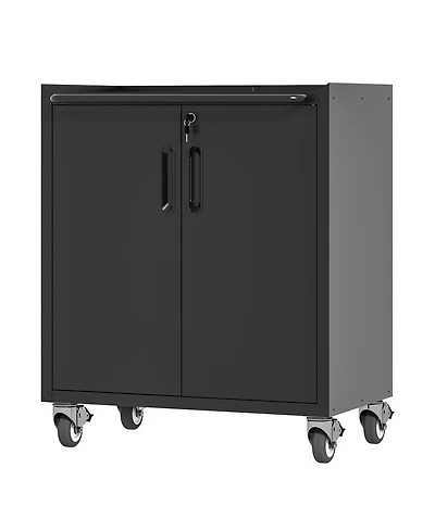 Viyet Heavy-Duty Rolling Metal Cabinet - Lockable 2-Door Tool Storage with Adjustable Shelves