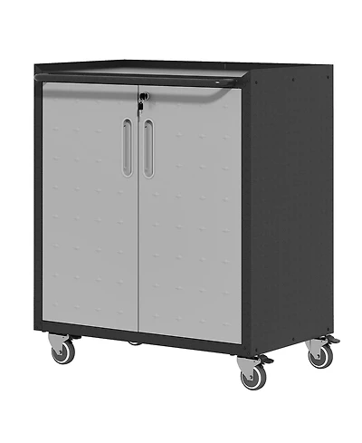 Viyet Heavy-Duty Rolling Metal Cabinet - Lockable 2-Door Tool Storage with Adjustable Shelves