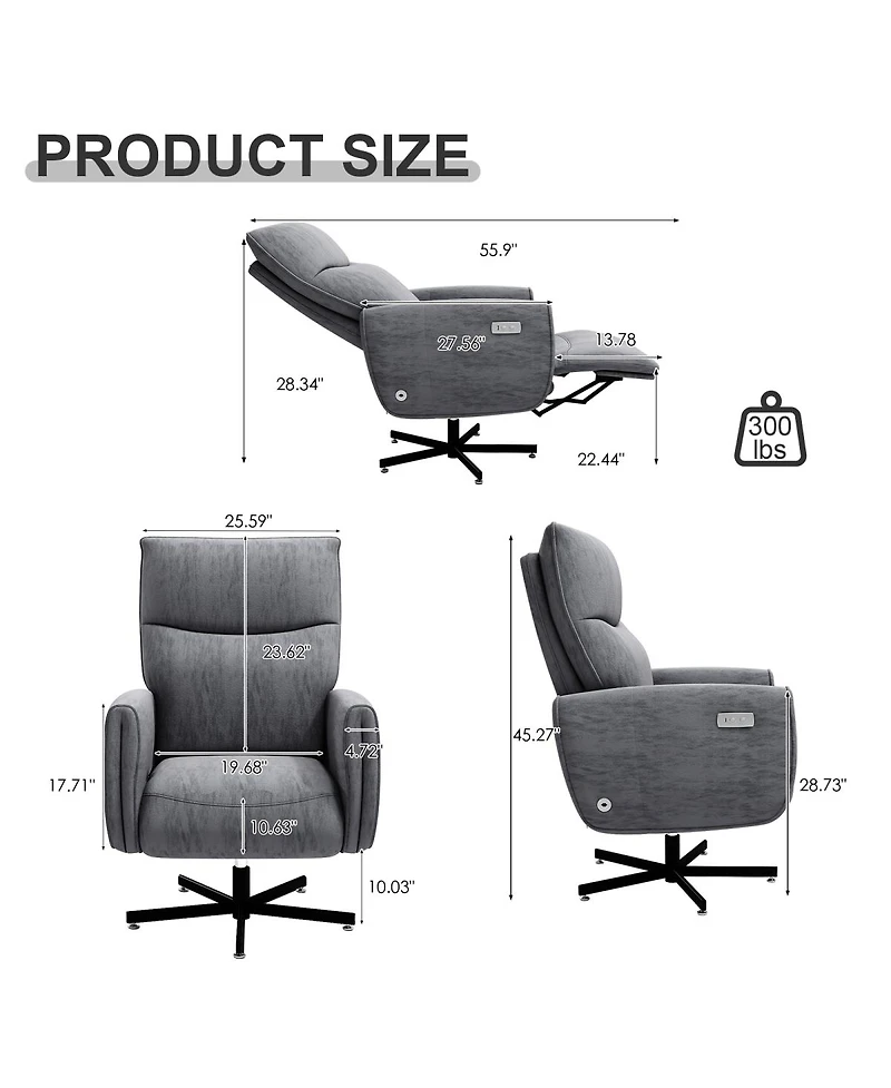 Streamdale Furniture Electric Swivel Recliner