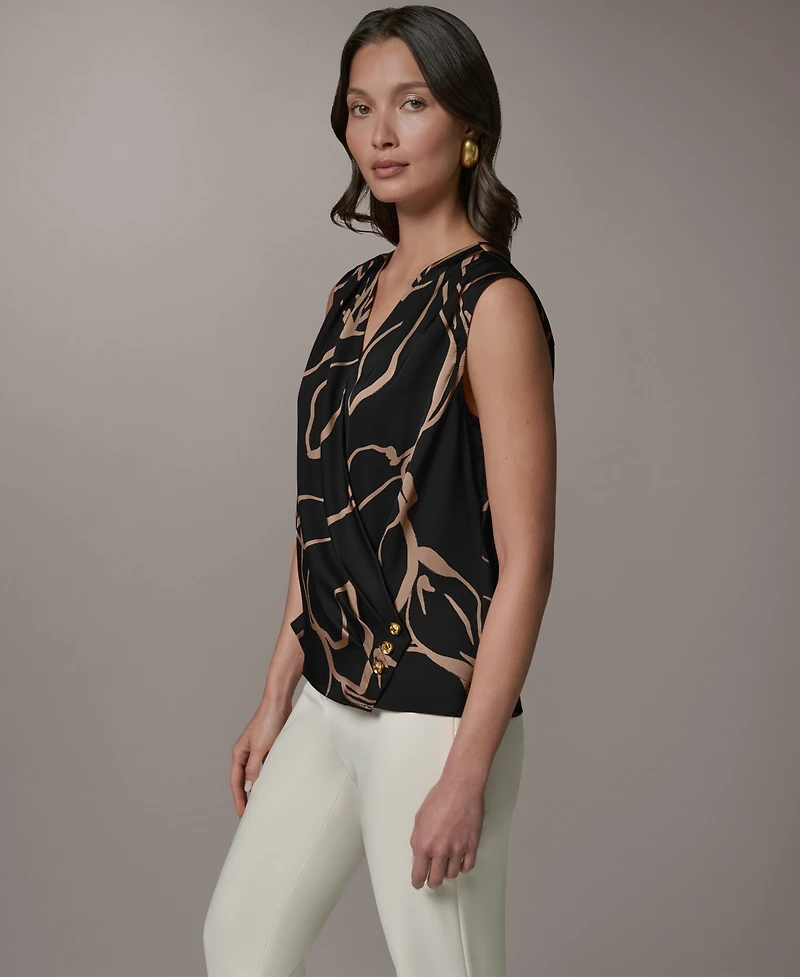 Donna Karan New York Women's Faux Wrap V-Neck Top