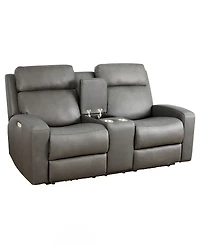 Hewitt 73" Leather Power Reclining Console Loveseat