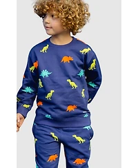 Holly and Beau Boys Dinosaur Cotton Crew Neck Sweatshirt
