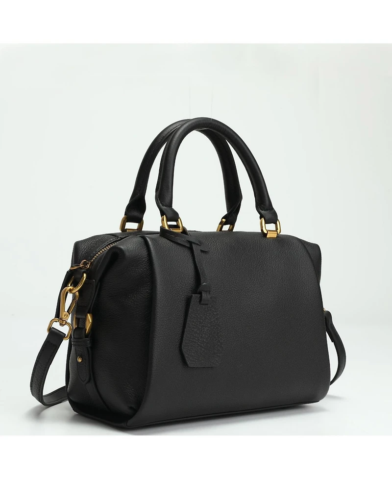 Susu Women's Pebbled Leather Top Handle Satchel Bag Structured Crossbody Purse Handbag