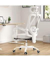 Flynama High Back Mesh Office Chair with Footrest,Adjustable HeadrestandLumbar