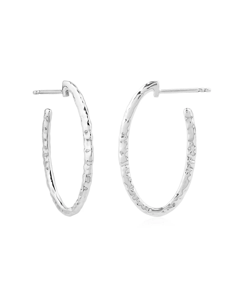 American West Jewelry Sterling Textured Oval Hoop Earrings