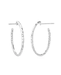 American West Jewelry Sterling Textured Oval Hoop Earrings