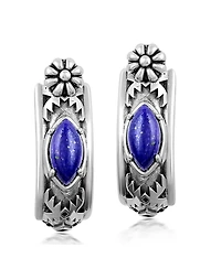 American West Jewelry Sterling Marquise Cut Huggie Hoop Earrings