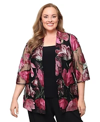 Alex Evenings Plus 3/4-Length-Sleeve Jacket and Sleeveless Top, 2-Piece Set