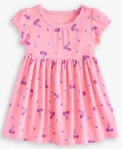 First Impressions Baby Girls' 0M-24M Short-Sleeve Floral-Print Rib Dress, Macy's Exclusive
