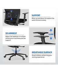FlexiSpot C3FM Ergonomic Office Chair with Foam Seat and Mesh Back, Adjustable Headrest and Lumbar Support, Swivel Desk Chair for Home Office -