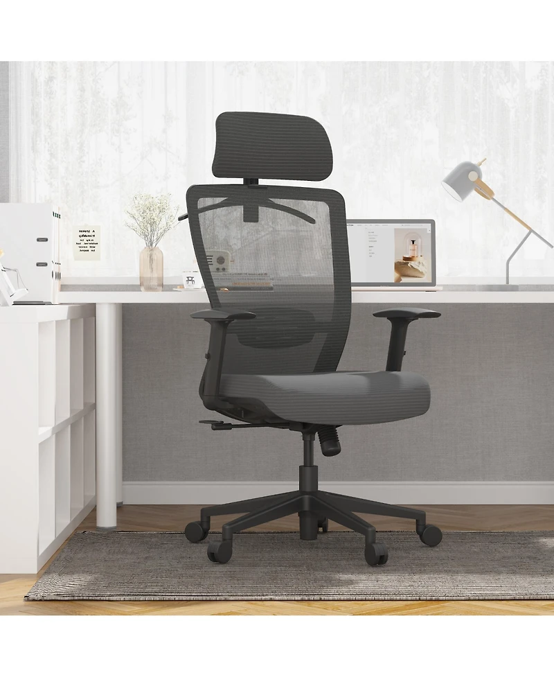 FlexiSpot C3FM Ergonomic Office Chair with Foam Seat and Mesh Back, Adjustable Headrest and Lumbar Support, Swivel Desk Chair for Home Office -