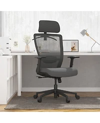FlexiSpot C3FM Ergonomic Office Chair with Foam Seat and Mesh Back, Adjustable Headrest and Lumbar Support, Swivel Desk Chair for Home Office -