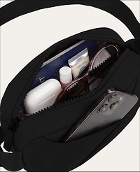 Lux & Nyx Origami Belt Bag Sling - Black Ultra Satin Nylon Convertible Belt, Sling, Crossbody Daily Travel