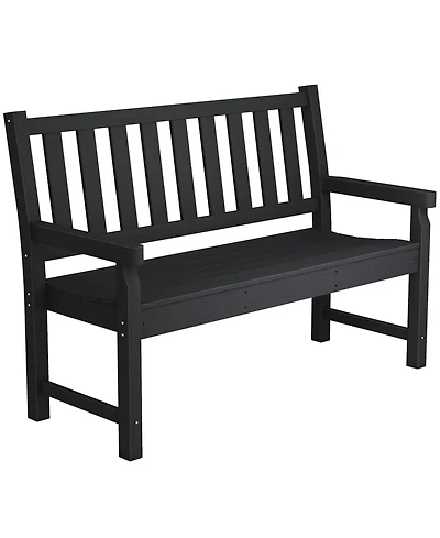 Outsunny 2-Person Outdoor Bench, Hdpe Garden Bench for Backyard,