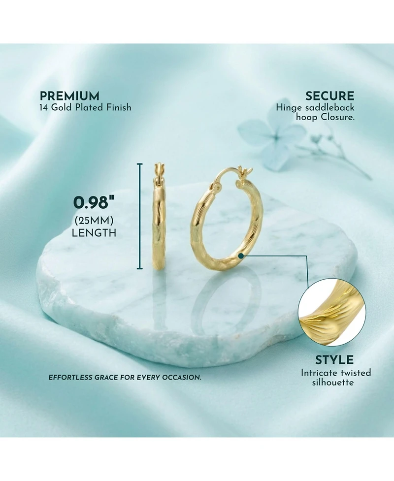 Twisted Hoop Earrings White Gold Plated or 14K