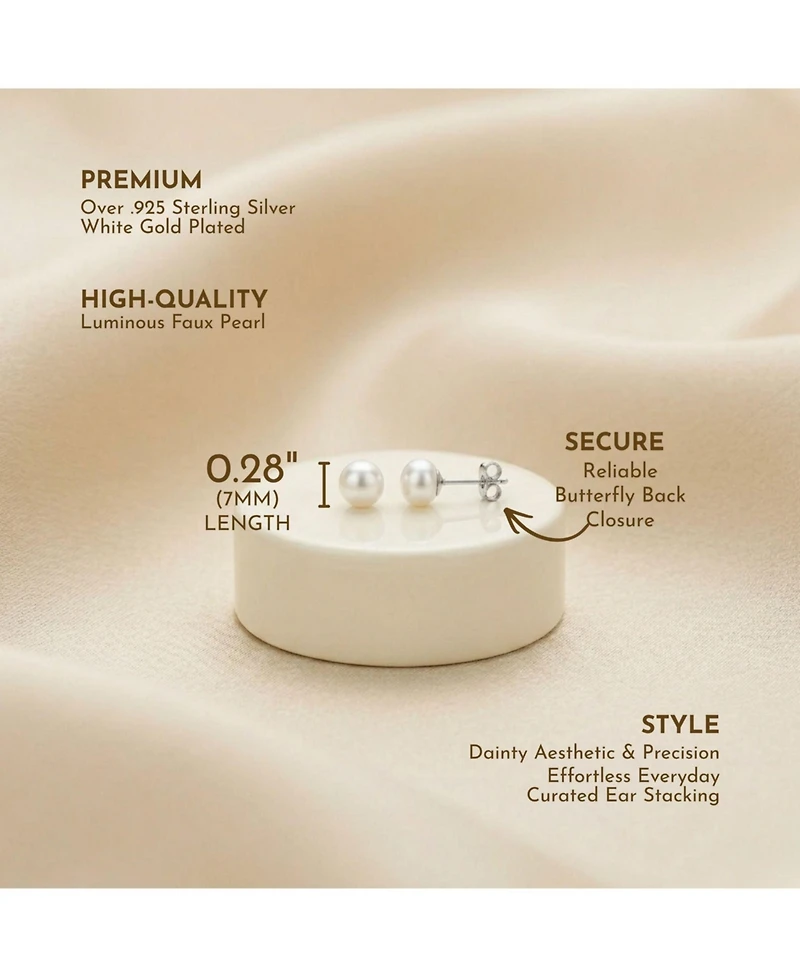 Sterling Silver Faux Pearl Studs