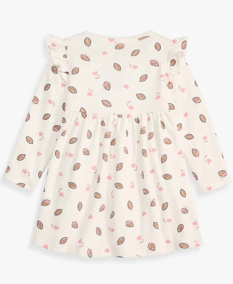 First Impressions Baby Girls' 0M-24M Long-Sleeve Football-Print Dress, Macy's Exclusive