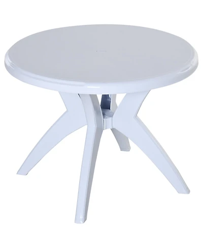 flynama 36.25" Round Plastic Patio Table with Umbrella Hole
