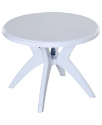 flynama 36.25" Round Plastic Patio Table with Umbrella Hole