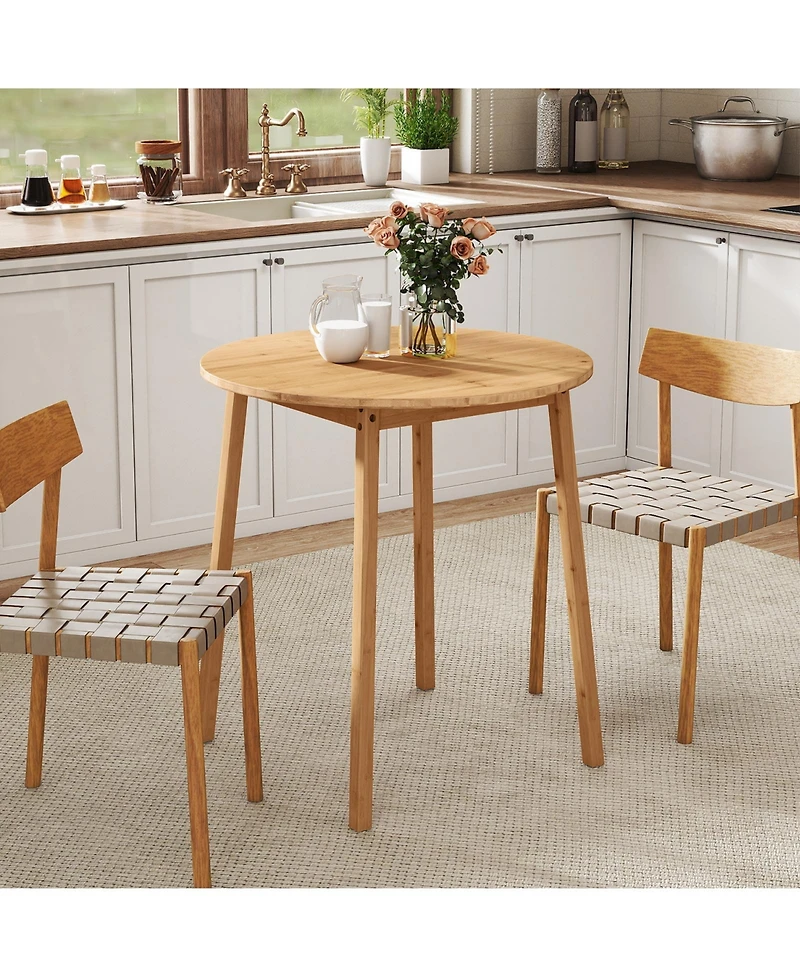 Slickblue Wicker Round Dining Table for 2-4 Person Patio Table
