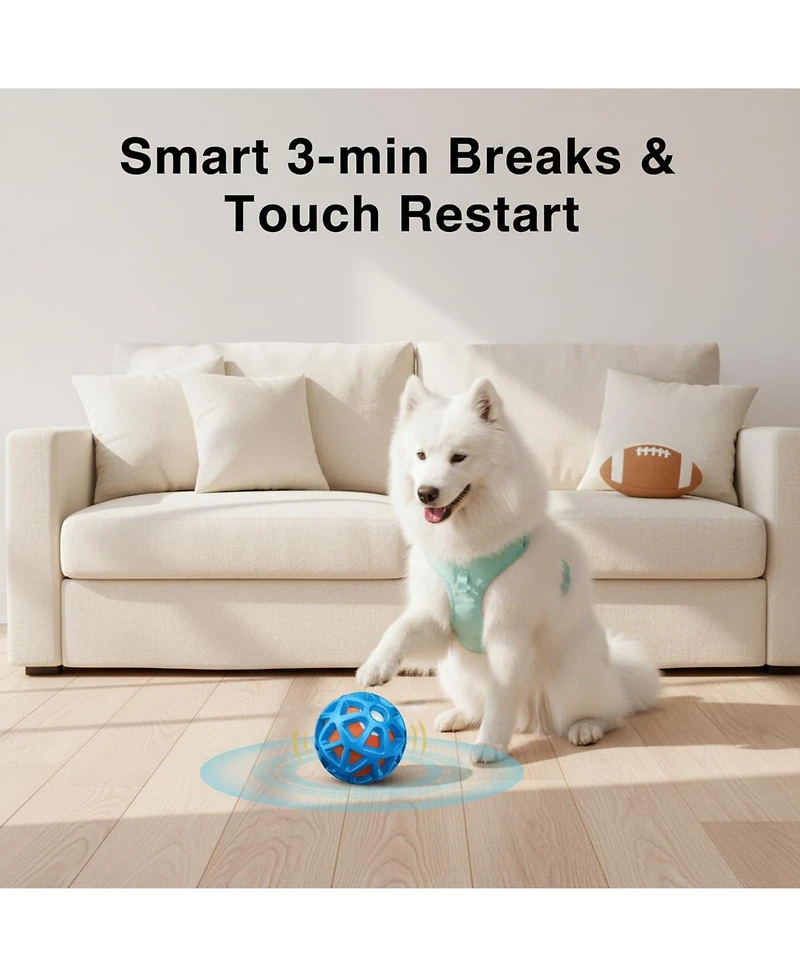 Aronkl Interactive Dog Ball Durable Natural Rubber Motion-Activated Vibrating Rolling Usb Rechargeable Water-Resistant