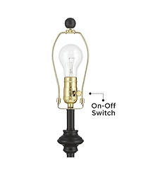 360 Lighting Lynn Modern Industrial Buffet Table Lamps Set of 2 with Round Risers 27" Tall Bronze Metal Oatmeal Drum Shade for Bedroom Living Room