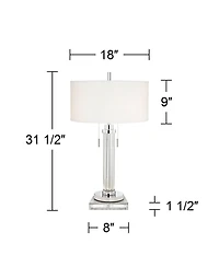 Possini Euro Design Cadence Modern Table Lamp with Square Riser 31 1/2" Tall Glass Column White Shade for Bedroom Living Room Bedside Office Family