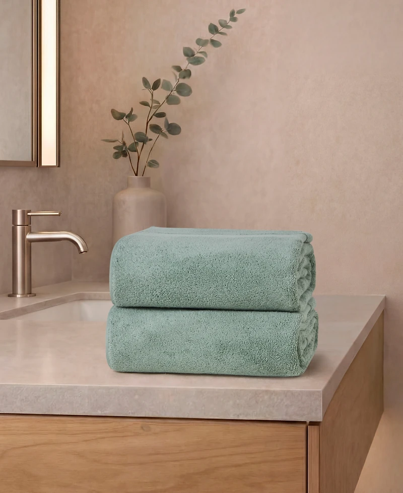 French Connection Solid Dobby 2-Pc. Bath Sheet Set, 33" x 63"