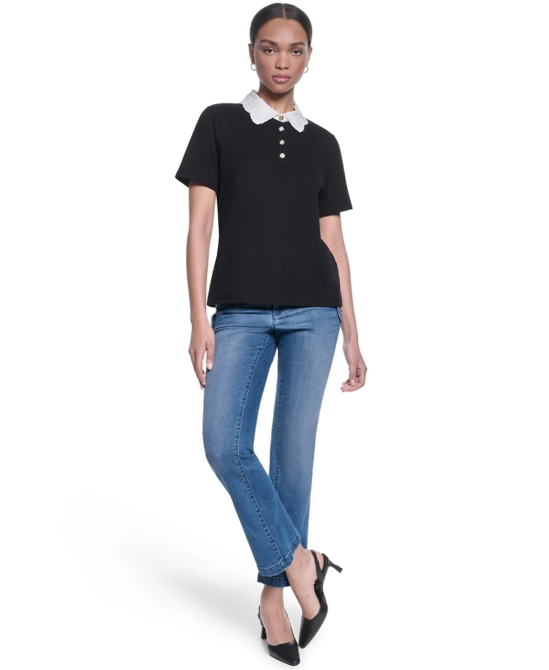 Karl Lagerfeld Paris Petite Short-Sleeve Top