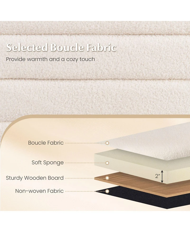 Slickblue Fabric Storage Ottoman Bench for Bedroom with Dual Struts and Upholstered Seat-White