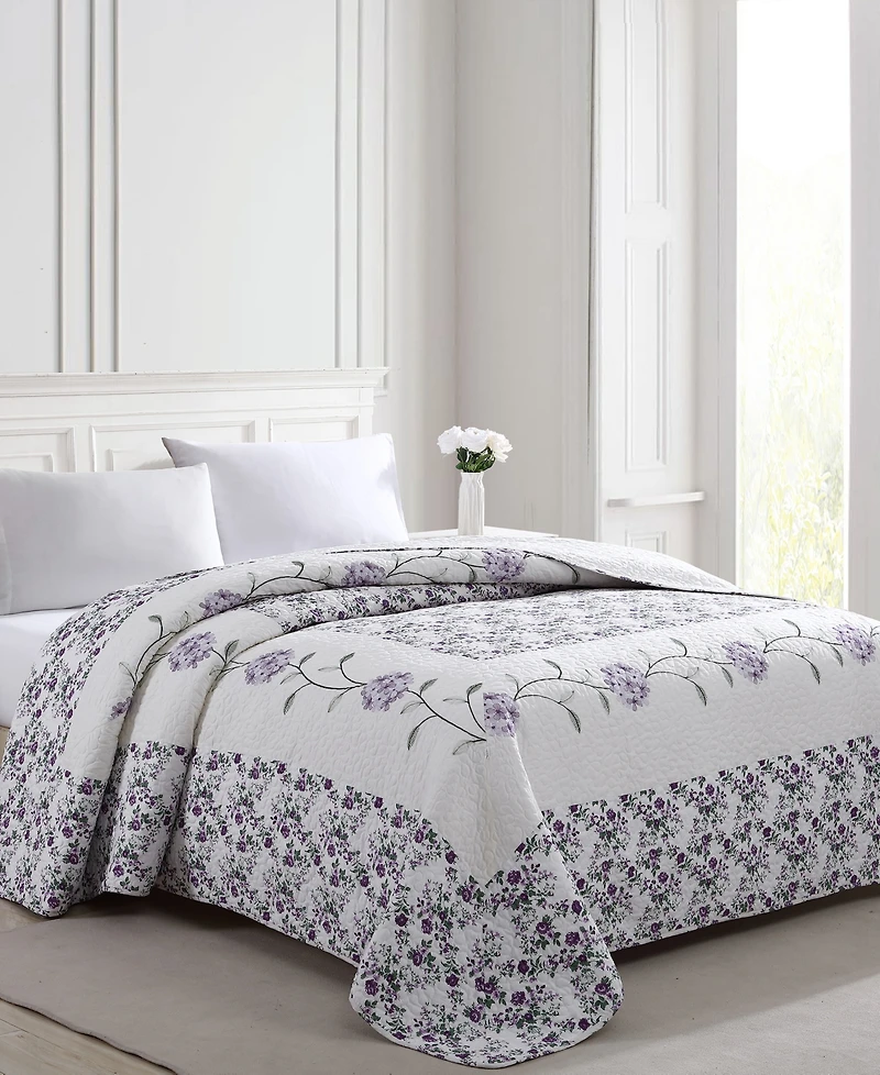 Beatrice Home Fashions Carnation Embroidered Bedspread, Twin