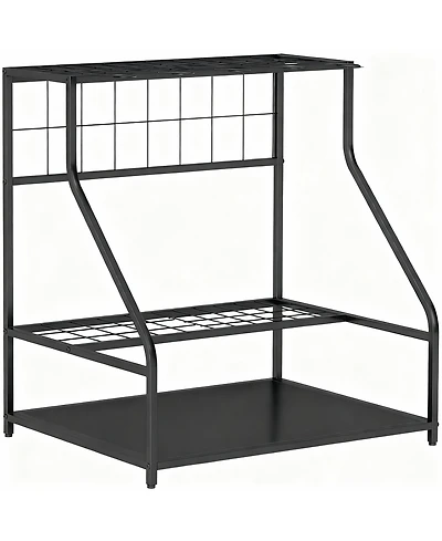 Yigii 3-Tier Garden Tool Rack: Organize 20+ Tools, Hooks, Shovel, Rake, Rust-Resistant Metal