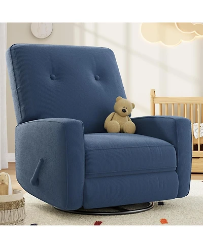gaomon Nursery Recliner Chair,360 Swivel Rocking Glider Chair for Adults with Adjustable Backrest and Footrest,Upholstered Armchair for Living Rooms