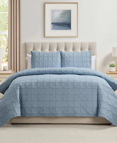 Vcny Home Solid Square 3-Piece Quilt Set