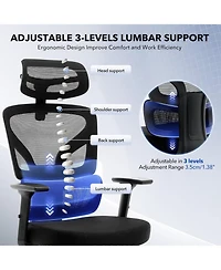 gaomon Ergonomic Desk Chair,Home Mesh Office Desk Chair with Adjustable Lumbar Support,High-Back Computer Gaming Chair with Headrest 3D Armrests