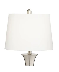 360 Lighting Seymore Modern Table Lamps Set of 2 with Round Risers 27" Tall Brushed Nickel Usb Charging Port White Drum Shade for Living Room Desk