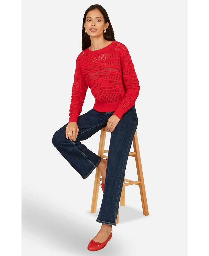 Yumi Women's Wave Pointelle Knitted Jumper