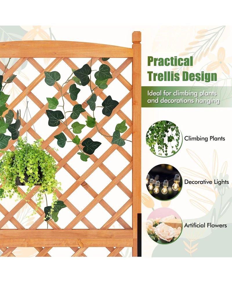 Sugift 60 in Tall Raised Garden Bed with Lattice Trellis and Drainage