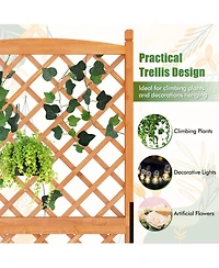 Sugift 60 in Tall Raised Garden Bed with Lattice Trellis and Drainage