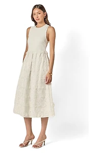 English Factory Women's Mixed Media Sleeveless Midi Dress