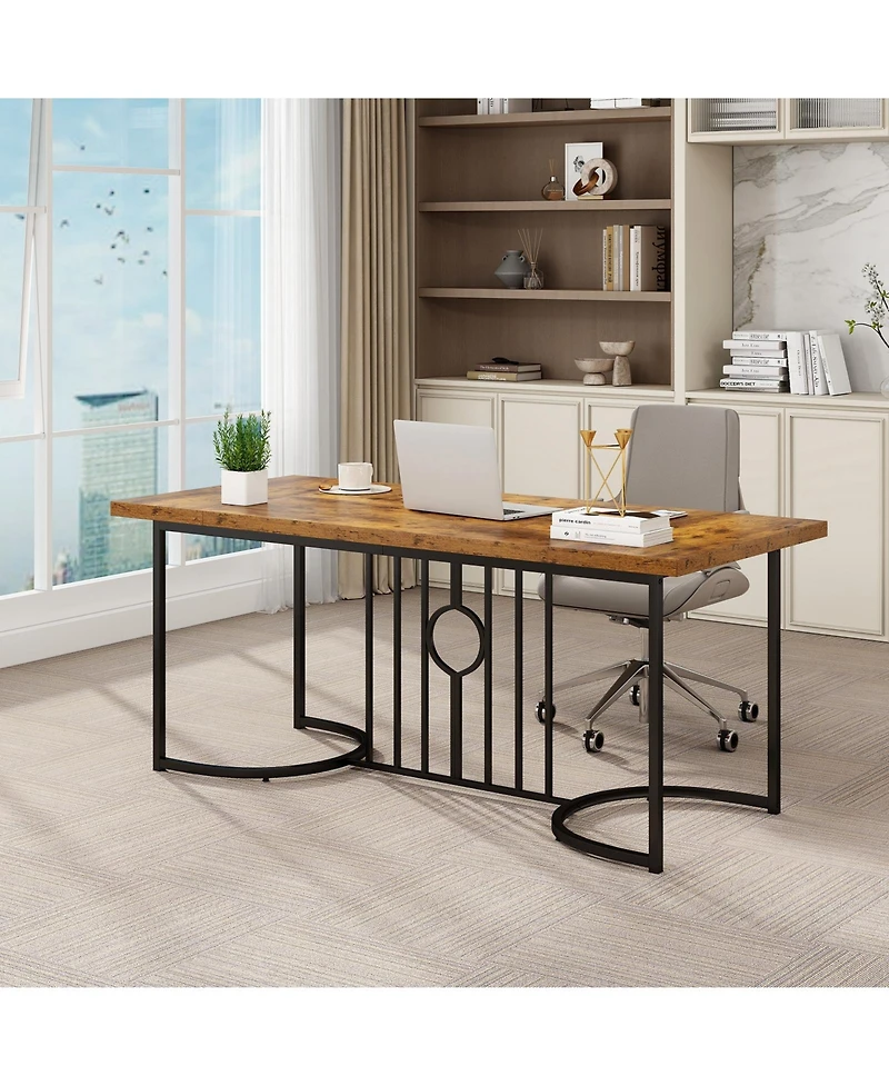 Gymax Large Dining Table for 6-8 People Rectangular Kitchen Table Dinette Table