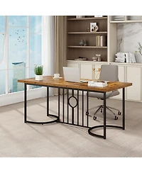 Gymax Large Dining Table for 6-8 People Rectangular Kitchen Table Dinette Table