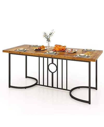Gymax Large Dining Table for 6-8 People Rectangular Kitchen Table Dinette Table