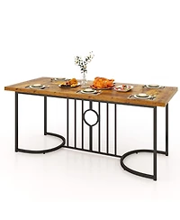 Gymax Large Dining Table for 6-8 People Rectangular Kitchen Table Dinette Table