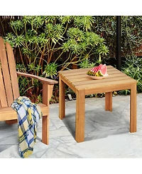 Gymax 2PCS Wooden Square Side End Table Patio Coffee Bistro Table Indoor Outdoor