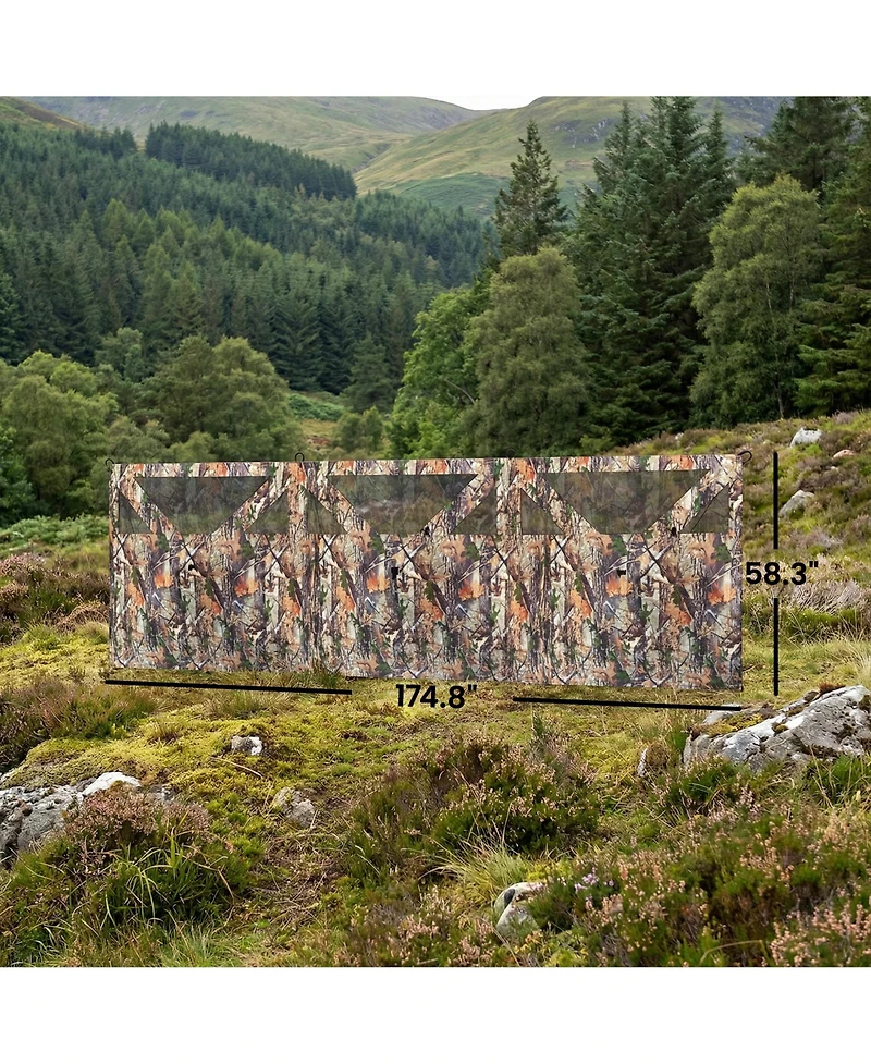 Outsunny Hunting Blind One-Way View Mesh 176" x 58.3", Camouflage