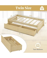 Gouun Captain Bed with 2 Drawers and Slats Support
