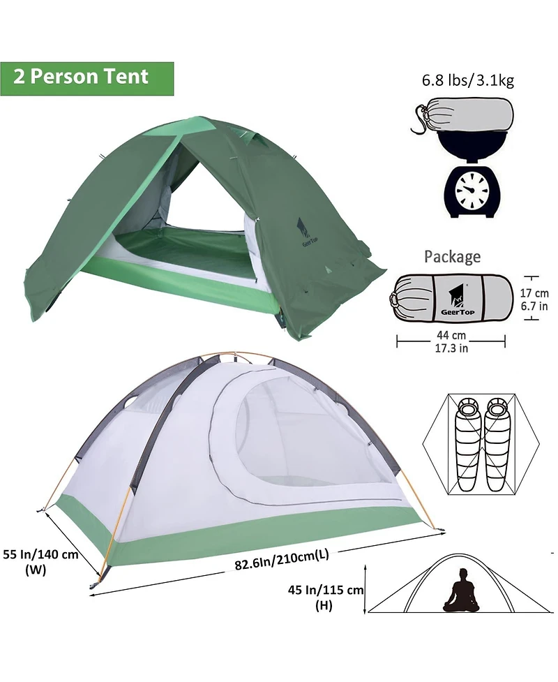 Naturehike Ultralight 2 Person Backpacking Tent 4 Season Waterproof Camping Double Layer Cold Weather Easy Set Up Tents for Family Camp