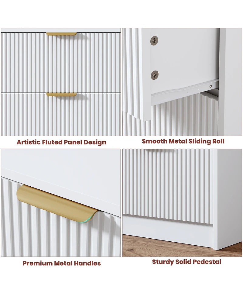 gaomon Fluted 9 Drawers Dresser for Bedroom, 59" Wide Modern Chest of Drawers with Metal Handles, For Living Room, Entryway, Hallway