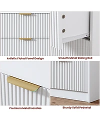 gaomon Fluted 9 Drawers Dresser for Bedroom, 59" Wide Modern Chest of Drawers with Metal Handles, For Living Room, Entryway, Hallway